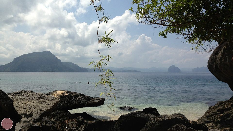 Coastal water and limestone formations in El Nido, Palawan, Philippines
