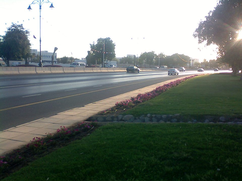 Street and landscaped verge in the Al Ghubra area of Muscat, Oman