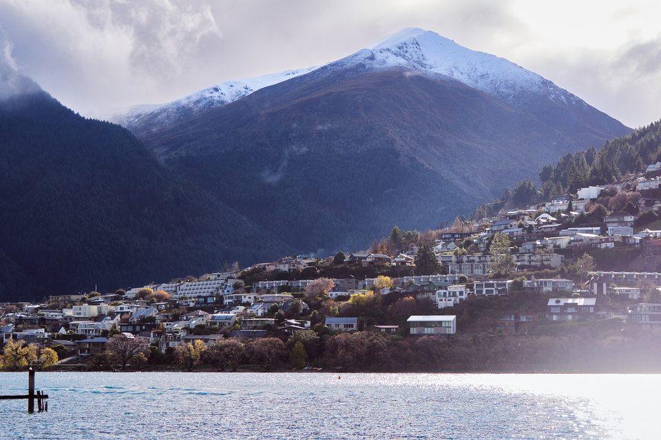 Queenstown and mountains above Lake Wakatipu, New Zealand